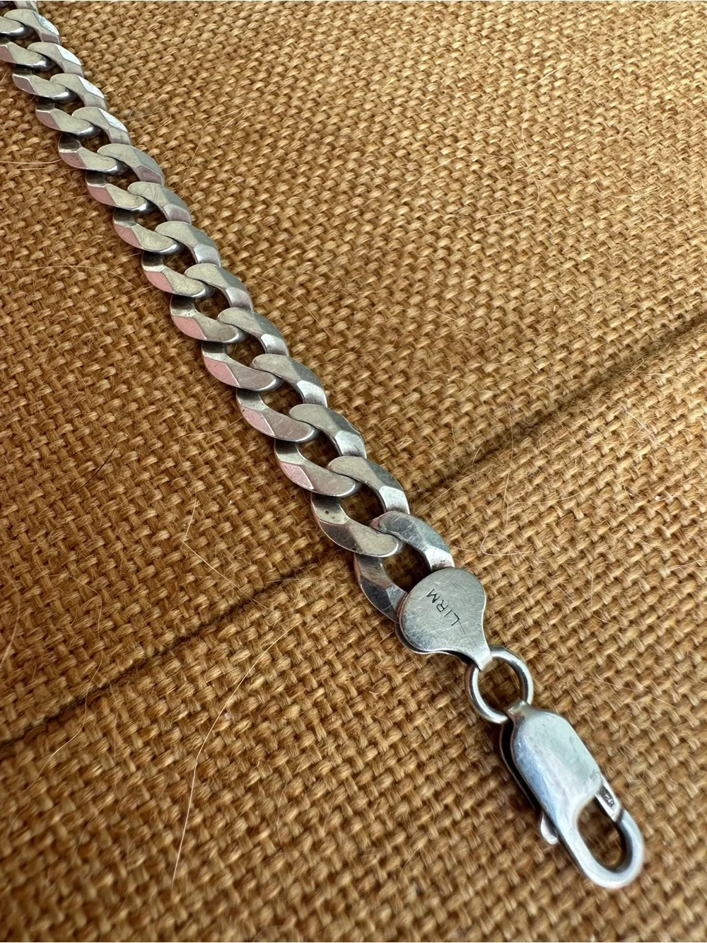 Sterling Silver Flat Curb Link Bracelet 8 Inch Long 12mm Italy Lirm 925